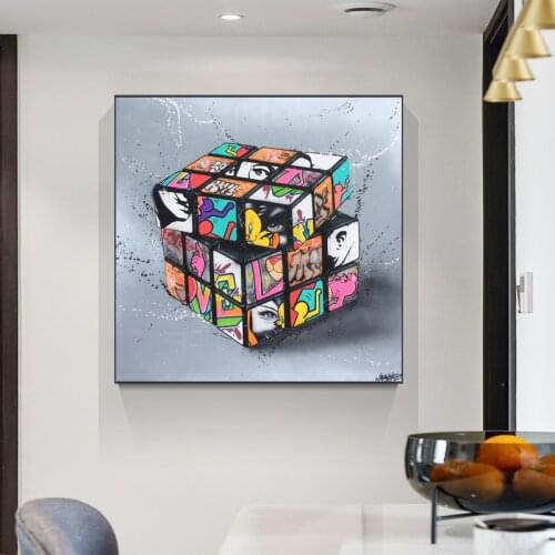 RELIABLI ART Magic Cube Graffiti Art Posters And Prints Canvas Paintings Home Wall Pictures For Child Room Decoration No Frame