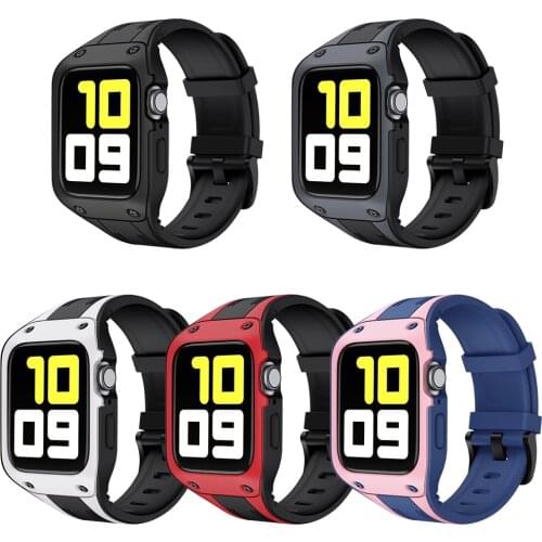 Sports Soft Silicone Tpu Watchbands For Apple Watch Band 42mm 44mm With Protective Case Apple iWatch Strap Series 1 2 3 4 5 6