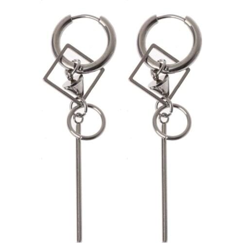 Punk KPOP Boys Drop Earrings Long Tassel Hip Hop Stainless Steel Korean Jewelry E56A