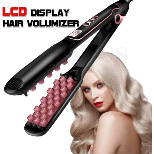 3D Grid Hair Crimper Volumizer Ceramic Professional Hair Fluffy Corrugated Curler Flat Iron Corn Hair Splint Perm 5 Temperatures