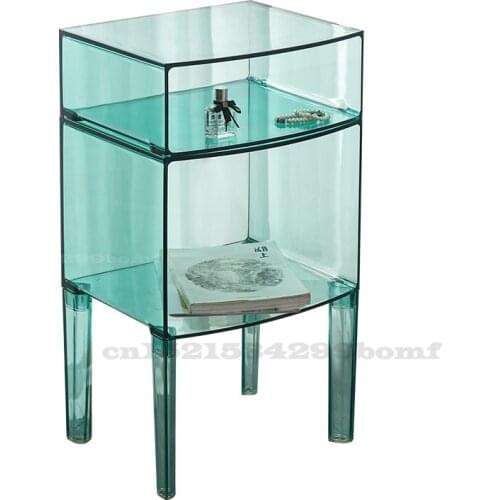 Nordic PC Plastic Bedside Table 2floors/3 Floors Home Transparent Sofa Side Cabinet Combination Bathroom Storage Locker