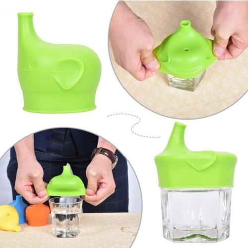 Silicone Lid Cup Cover Elephant-Shaped Glass Lids For Children Training Suction Cup Drink Spill-proof Cap Nozzle Mouth Cover