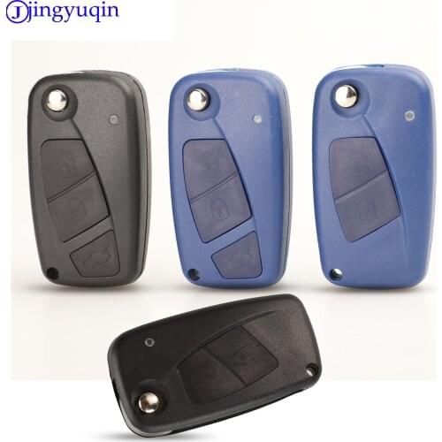 Jingyuqin Remote Folding Car Cover Key Shell Case For Fiat Punto Ducato Stilo Panda Idea Doblo Bravo Keyless Fob 3B
