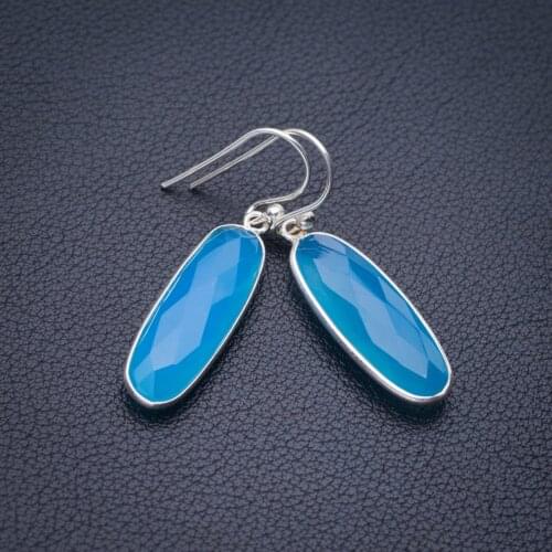 StarGems Natural Chalcedony Handmade 925 Sterling Silver Earrings 1.5" E1322