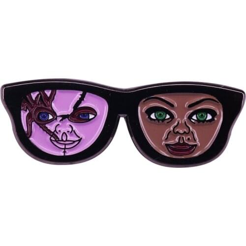 Chucky and Tiffany glasses style pin inspired by Child Play Don Mancini
