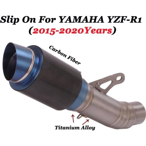Titanium Alloy Motorcycle Exhaust Escape Moto Modified Middle Link Pipe Muffler Slip On For Yamaha R1 YZF-R1 MT-10 2015-2020