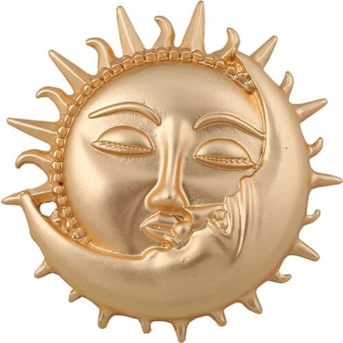 European and American style fashion new creative matte gold sun god moon god sun and moon with temperament coat brooch female