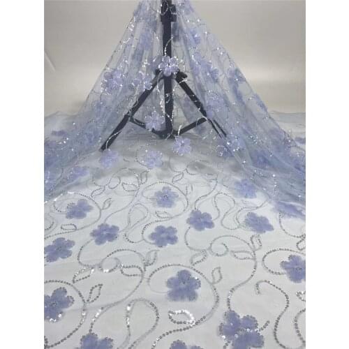 High quality small flowers 11BZL-20.61909 Nigerian fabric with sequins new African embroidered lace fabric for party dress