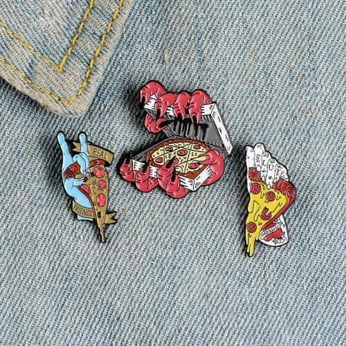 XCMRYSP Fashion Personality Pizza Badge Brooch Planet Metal Enamel Lapel Pin Backpack Clothes Fashion Jewelry Gift for Men