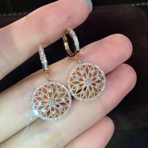 Hot New Exquisite Fashion Gold Micro-inlaid Through Flower Earrings Earrings, Womens Earrings, Jewelry