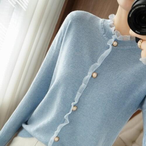 Cashmere Cardigan Womens Loose Sweater Spring Autumn/Winter 100% Pure Wool Sweater Knitted Jacket Woman Casual Basic Shirt
