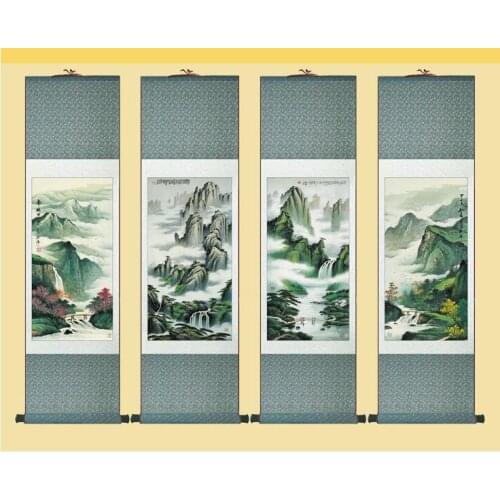 4pc/lot Shanshui painting Traditional people painting Chinese scroll painting landscape art painting home decoration painting