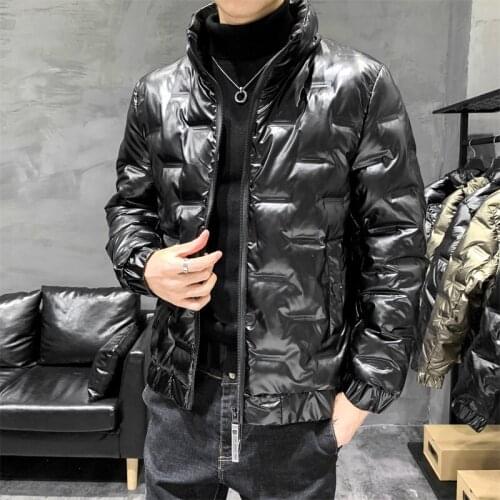 2020 Winter Mens Jacket Casual Warm Thick Coat Fashionable Hooded Parkas Mens Clothing Windproof Shiny Jacket 5XL