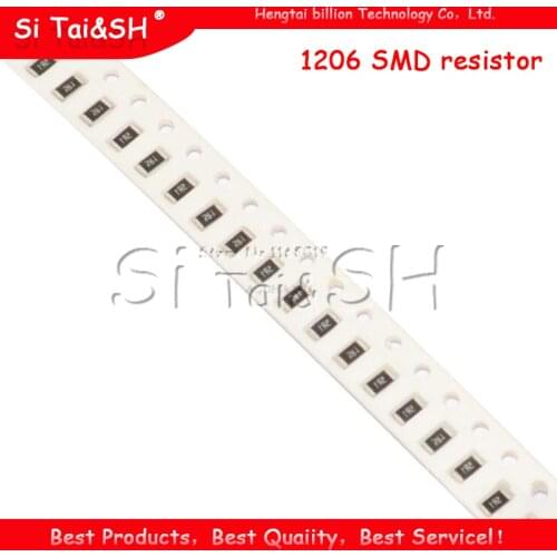 100Pcs 1206 SMD resistor 0R - 10M 1/2W 0 1 10 100 150 220 330 470 ohm 1K 2.2K 10K 100K 200K 0R 1R 10R 100R 200R 220R 330R 470R