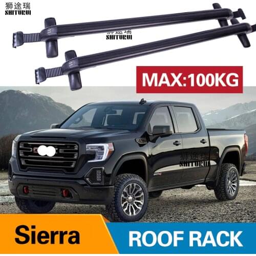 2Pcs Roof bars For GMC Sierra, 4-dr Double Cab, 14-18/*15- Crew Aluminum Alloy Side Bars Cross Rails Roof Rack Luggage