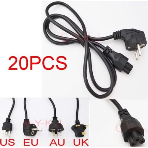 20pcs Wholesale AC Power Cord cable for laptop adapter lead Adapter EU, US, AU ,UK Plug All Available