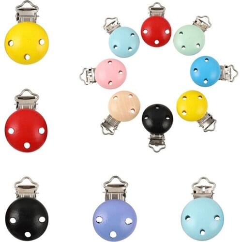 3 Pcs/Set Hot Round Wooden Teeching Clip Pacifier Anti-drop Clip Clipper BPA-Free Wood Dummy Baby Pacifier Chain DIY Accessories