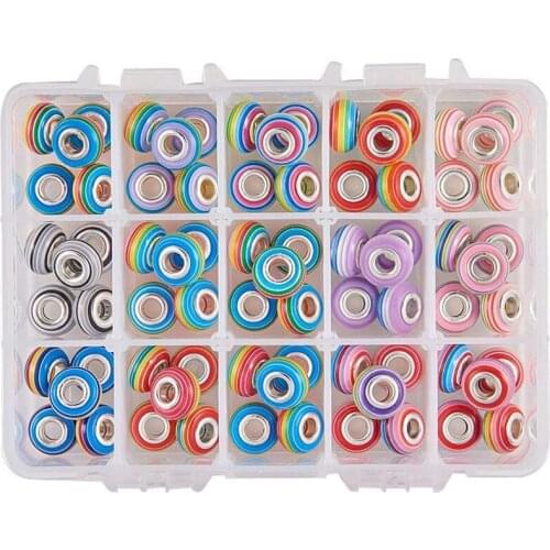 50pcs Rainbow Color Rondelle Big Hole Murano Spacer Beads Fit European Bracelet Pandora Charm Bangle DIY Snake Chain Necklace