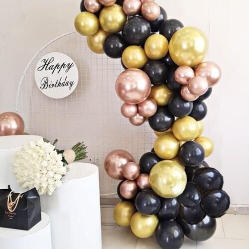 97Pcs Chorme Metal Rose Gold Balloons Garland Arch Kit Black Gold Globos Father'Day Birthday Party Decorations Baby Shower Boy