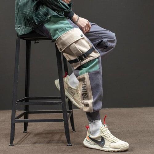 Spring Autumn Mens Casual Pants Fashion Slim Elastic Waist Hip-hop Overalls Multi-pocket Cargo Pant Large Size Pencil Pants