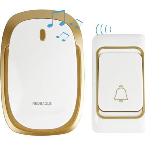 Home Electronic Wireless Doorbell Kit Adjustable Volume 32 Chimes Door Bell with 1 indoor Receiver and 1 Push Button Transmitter