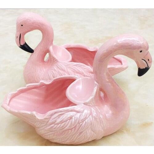 Home Table Flamingo Ashtrays Ceramic Ashtray Ash Storage Home Decor with Cigarette Holder Couple Gift