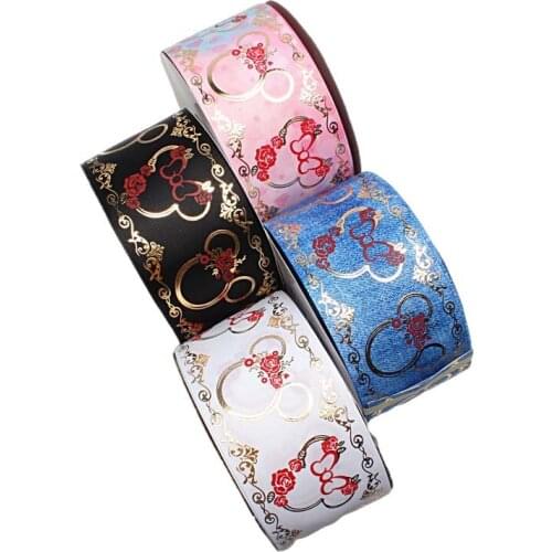 50 yards/lot) Hot sale metallic listons 3" 75MM cartoon foil printed grosgrain ribbon