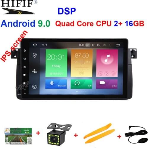 IPS matrix Android9.0 9inch Quad Core 2Din Car DVD for BMW E46 318 325 320 Car gps DAB M3 3series with Navi Radio