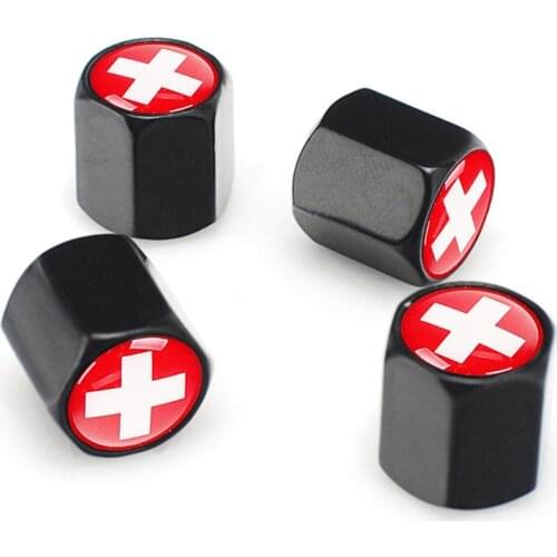 Zinc Alloy Car Wheel Tire Valve Cap For Ford Focus MK2 Fiesta Accessories Swiss Flag Logo Auto Styling Tyre Air Stem Valve Cover