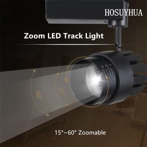Zoomable 10W 20W 30W LED Track Light 2 Wire 1 Phase White COB Rail Spot Lighting Fixtures Spotlights Ceiling Zoom Track Lamp