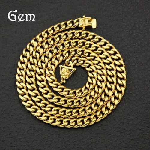 Trendy high-end stainless steel mens hip-hop Cuban necklace cast buckle hiphop high-end jewelry