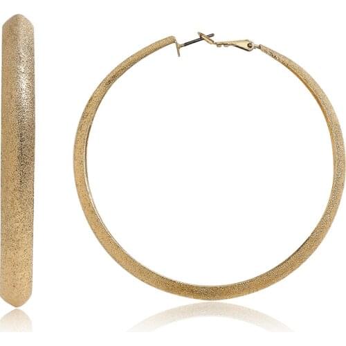 Fashion Jewelry Trendy Large Gold Color Big Round Hoop Earrings For Women Girl Frosted Surface Simple Earrings Brincos Gift