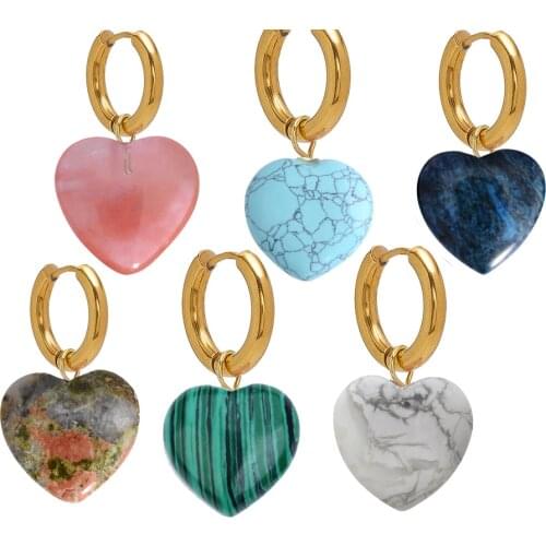 Fashionable exquisite heart pendant earrings stainless steel hoops high quality jewelry for women colorful acrylic kolczyki Moda