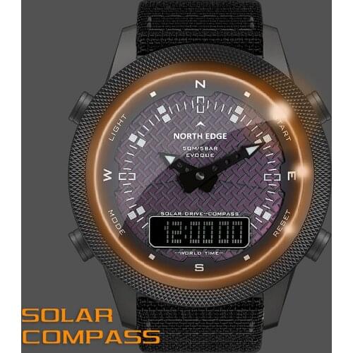 Male Outdoor Sports Waterproof Smart Watch Digital Display Pointer Compass Dual Display Military Style