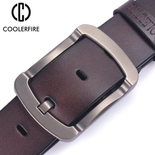 Coolerfire 2017 fashion cowhide genuine leather belt men black jeans strap male vintage casual men belts HQ024