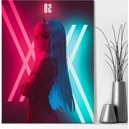 DIY Zero Two 002 DARLING In The FRANXX Neon Anime Diamond Painting Cross Stitch Kits Full Diamond Embroidery Room Decor