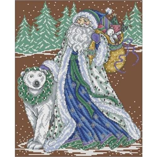 Santa Claus and Polar Bear patterns counted 11CT 14CT DIY Cross Stitch Sets wholesale Cross-stitch Kits Embroidery Needlework