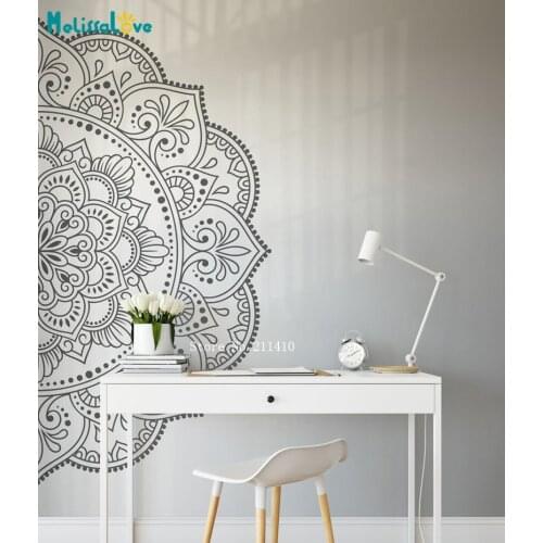 Gold Silver Half Mandala Wall Stickers Home Décor Spheres New Design Meditation Yoga Studio Self-adhesive Poster YT4986B