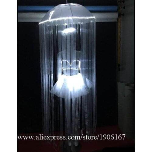 Nightclub Bar LED Light Bikini Dance Team Suit Led Luminous Jellyfish Umbrella Party Sexy Lady Illuminated Ballroom Costumes