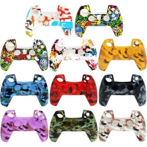 Water Transfer Camouflage Handle Sleeve Silicone Case Dustproof Skin Protective Cover for PlayStation PS5 Controller Accessory