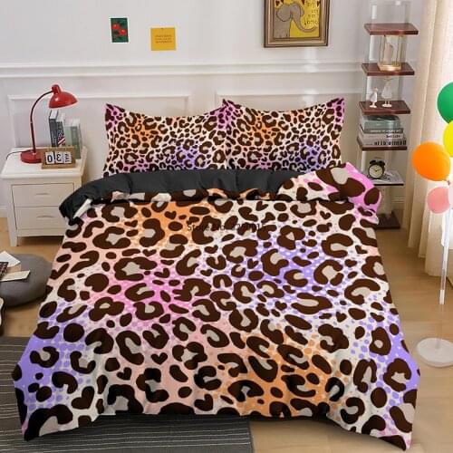 Leopard Bedding Set King Queen Duvet Cover and Pillowcase 2/3pcs 220x240 Euro Size Deluxe Adult Bedroom Decor