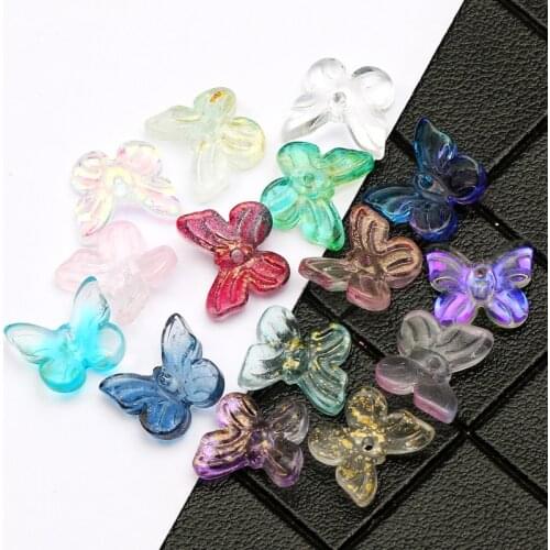10mm Transparent Butterfly Glass Beads Loose Spacer Beads For Jewelry Making DIY Handmade Necklace Bracelet