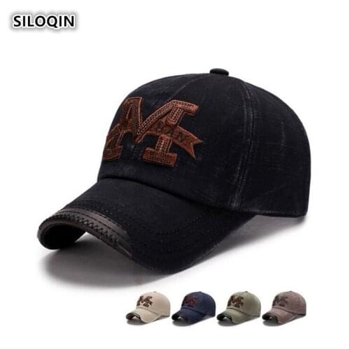 SILOQIN New Autumn Mens Cotton Retro Leisure Baseball Caps Fashion Letter Embroidery Adjustable Size Sunshade Hat Snapback Cap