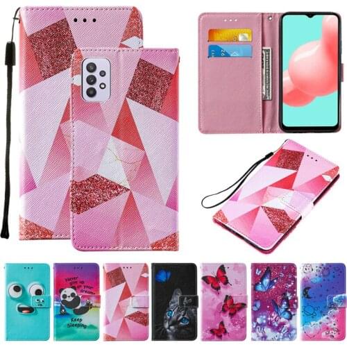 Cute Leather Flip Case For Samsung Galaxy A12 A02S A52 A72 S20 FE S21 Plus Ultra A11 A21 A21S A31 A51 A71 A30S A30 A50 A50S A70