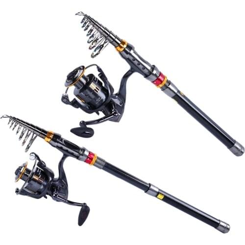 Sougayilang 1.8m-3.6M Carbon Fiber Telescopic Fishing Rod with Spinning Reel Set Saltwater Freshwater Fishing Tackle Kits Pesca