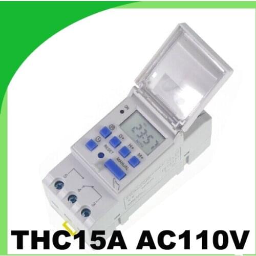 THC15A timer relay 110VAC 16A LCD Din rail Programmable digital timer switch