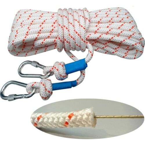 Diameter 12mm* Length 5 to 100 meters Built in steel wire core Fire escape rope Emergency backup rope Climbing Paracord