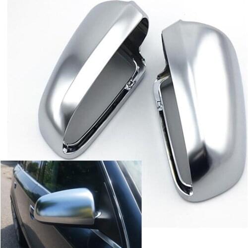 For Audi A4 B6 B7 A6 C6 Car Rearview Mirror Cover Side Wing Mirror Protect Frame Covers Trim Silver Matte Chrome Shell Cover