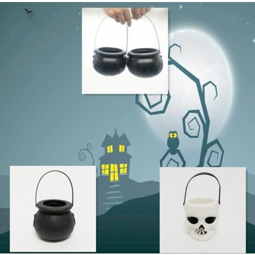 1pcs Candy Bucket Witchs Cauldron Trick Or Treat Halloween Party Favor Candy Holder For Children Holiday Decor Storage Bucket
