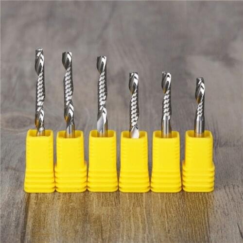 3pcs 3.175X12mm Carbide CNC Router Bits Single Flute Tools, Copper Acrylic PVC Wood Engraving Bits
